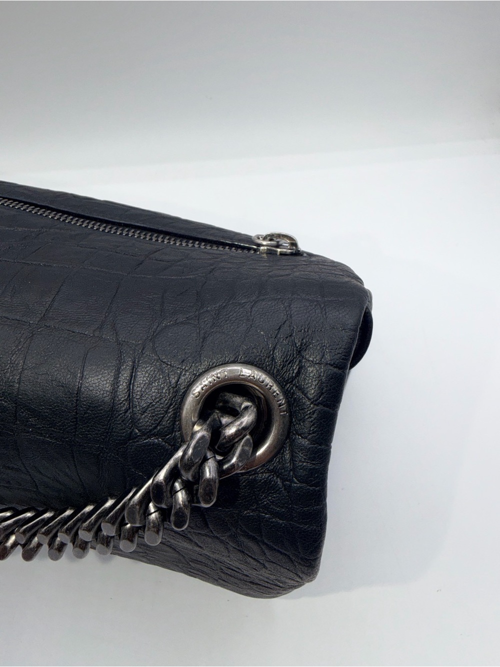 Saint Laurent West Hollywood Shoulder Bag Crocodile Embossed Leather Bag - Picture 7 of 15